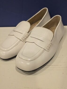 Sam Edelman White Leather Penny Loafers